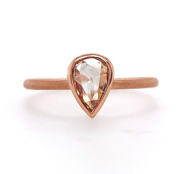 14k Rose Gold .39ct Champagne Genuine Natural Diamond Ring Size 6.25 (#J6023)