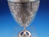 John Evans English Victorian Sterling Silver Goblet Fancy Engraved 6 1/4" #7932