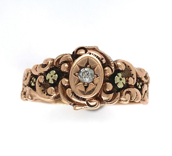 10k Yellow Gold Victorian Men's Wedding Band Ring w/ Diamond Size 10.75 (#J6285)