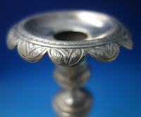 FDG .833 Silver Candlestick Pair Applied Flowers Ball Lion Feet c.1850 (#5522)