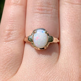 9k Yellow Gold Vintage Genuine Natural Opal Ring Size 6.75 (#J6934)