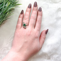 14k White Gold .65ct Genuine Natural Emerald and Diamond Cocktail Ring (#J7164)