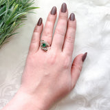 14k White Gold .65ct Genuine Natural Emerald and Diamond Cocktail Ring (#J7164)