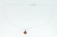 14k White Gold Heart Shaped Genuine Natural Garnet Flower Pendant (#J4187)