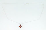 14k White Gold Heart Shaped Genuine Natural Garnet Flower Pendant (#J4187)