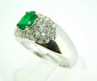 14k White Gold .81ct Genuine Natural Emerald Ring with Diamonds (#J667)
