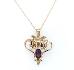 10k Yellow Gold Pendant with Purple Paste and Seed Pearls (#J6167)