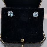 14k White Gold 1.62cttw Round Genuine Natural Aquamarine Stud Earrings (#J6376)