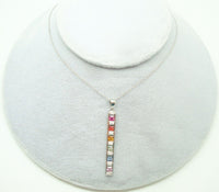 14K White Gold Genuine Natural Rainbow Sapphire Pendant with Diamonds (#J2800)