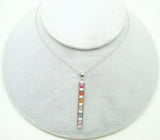14K White Gold Genuine Natural Rainbow Sapphire Pendant with Diamonds (#J2800)