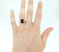 10k Yellow Gold Radiant Cut Genuine Natural Garnet and Diamond Ring (#J5038)