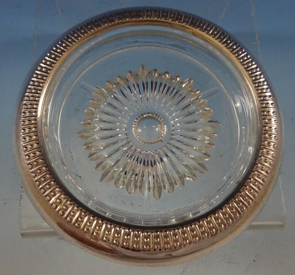 Sterling Silver and Glass Coaster 4" Diameter (#2493)