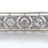 14k and Platinum 1ct TW Art Deco Brooch Bar Pin w/ 15 Genuine Diamonds (#J7612)
