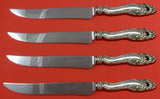 Decor by Gorham Sterling Silver Steak Knife Set 4pc Large Texas Sized Custom 10"