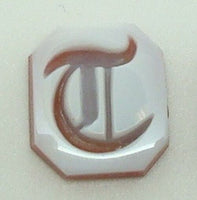 14K Gold Carved Agate Initial Pendant - Various Shapes Personalized New (#J2155)