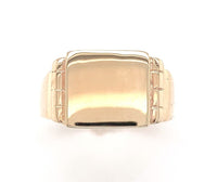 10k Yellow Gold Men's Signet Ring Square Center Not Engraved Size 11 (#J6343)
