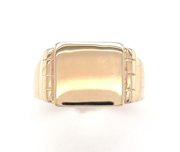 10k Yellow Gold Men's Signet Ring Square Center Not Engraved Size 11 (#J6343)