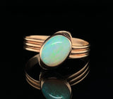 14k Gold Arts and Crafts Handwrought Genuine Natural Opal Ring size 5.5 (#J6348)