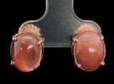 14k Rose Gold Stud Earrings w/ 7.72 Carats TW Genuine Natural Sunstones (#J7538)