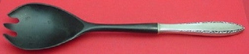 Lace Point by Lunt Sterling Silver Salad Serving Fork w/Black Plastic 11"