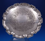 Ellis Barker English Silverplate Serving Tray w/Floral Wreath 3/4" x 12" (#7625)