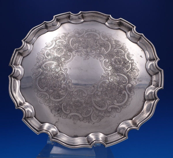 Ellis Barker English Silverplate Serving Tray w/Floral Wreath 3/4" x 12" (#7625)