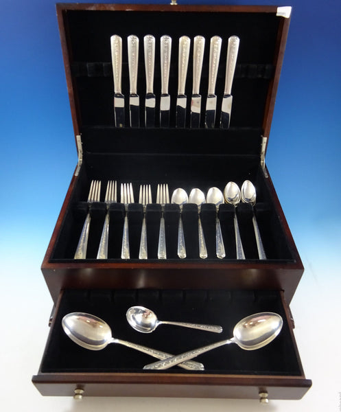 Rambler Rose by Towle Sterling Silver Flatware Set For 8 Service 43 Pieces