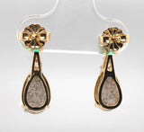 14k Gold Genuine Natural Emerald and 2.84ct TW Boulder Opal Drop Earrings #J7516