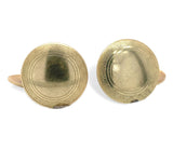 Pair of 10k Yellow Gold Round Men's Cufflinks w/Engraved Border Triangles #J6869