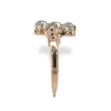 10k Rose Gold Three Stone Victorian Genuine Natural Moonstone Ring 9.5 (#J6941)