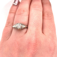 14k Gold Art Deco .37ct Genuine Natural Diamond Filigree Engagement Ring #J5445