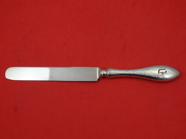 Antique Hammered by Shreve Sterling Silver Dinner Knife Blunt Engraved Mono 10"