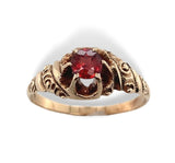 Victorian 10k Rose Gold Genuine Natural Garnet Belcher Ring Size 7 (#J7071)