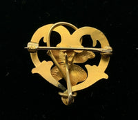 10k Yellow Gold Art Nouveau Watch Pin Flower with Pearl (#J5466)