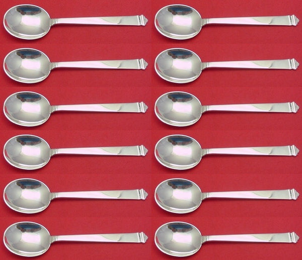 Hampton by Tiffany and Co Sterling Silver Cream Soup Spoon Set 12 pieces 7"