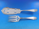 Leaf AKA Shell by Albert Coles Coin Silver Fish Serving Set Etched Boat Men Lake