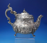 English Victorian Sterling Silver Tea Pot 3-D Finial Figural Japanesque (#6465)
