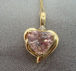 14k Yellow Gold Heart 2.39ct Pink Genuine Natural Morganite Pendant (#J0768)