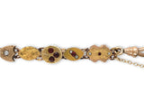 Gold Filled Gold Top Victorian 16 Slides Bracelet Garnets Rubies Pearls (#J6649)