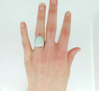 14k White Gold Filigree Large 4.70ct Genuine Natural Opal Ring (#J4988)