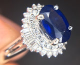 Platinum 1.42ct Blue Genuine Natural Sapphire and Diamond Ring w/ Report (#J487)