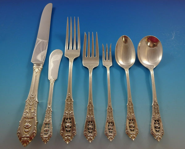 Rose Point by Wallace Sterling Silver Dinner Size Flatware Set 8 Service 60 Pcs