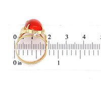 14k Yellow Gold Red/Orange Oval Genuine Natural Coral Ring Size 6.25 (#J6947)
