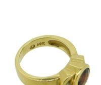 14k Yellow Gold Genuine Natural Garnet and Diamond Ring Wide Heavy (#J395)