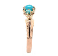 10k Rose Gold Victorian Genuine Natural Turquoise Ring Size 7.25 (#J6562)