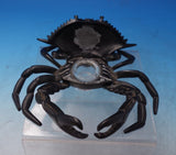 Cast Metal Inkwell Set 3pc Crab Shaped Painted Black with Embossed Gold  (#7246)