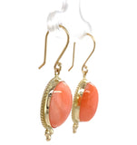 14k Yellow Gold Natural Coral Drop Earrings 11.26ct Total Weight (#J7292)