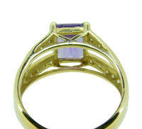 14k Gold Emerald Cut 1.40ct Genuine Natural Amethyst Ring with Diamonds (#J2363)