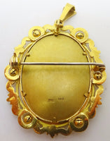 18k Hand Painted Portrait Pin / Pendant with Genuine Natural Diamonds (#J3419)