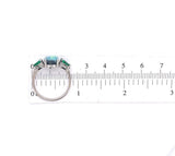 Platinum 1.95 Carat Genuine Natural Black Opal and Emerald Ring Jewelry (#J5633)